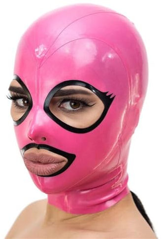 FIXCOR Latex Maske SM Extrem Bondage Maske Sklave Sexy Fetisch Maske Handgefertigt Vollmaske Lassen Atemlöcher BDSM Maske für Paar Sex Maske Sexspielzeug Cosplay Halloween Maske Maskerade,S