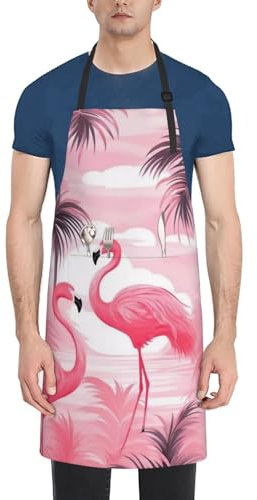 KWQDOZF Delantal de flamencos animales, delantal impermeable de cocina con bolsillo y diseño de cuello ajustable-28x33in