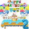 Two 2 Infinity & Beyond Birthday Decorations Cartoon Story Party Supplies 2nd Birthday include Backdrop Banner Cake Cupcake Toppers highchair Two Banner Balloons Arch Kits Tablecloth