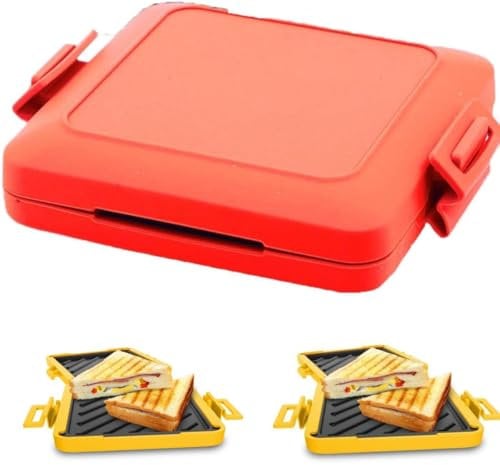 Toastie Maker para microondas, tostadora para microondas, queso a la parrilla que ahorra tiempo rápido, tostadora con correas de silicona ajustables, tostadora de prensa para microondas (naranja)