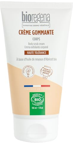 Bioregena | Körperpeelcreme Bio | Glättet & peelt die Haut sanft | entfernt abgestorbene Zellen & Verunreinigungen | auf Basis von Bio-Aprikosenkernen, Aloe Vera & Sheabutter | Made in France | 150 ml