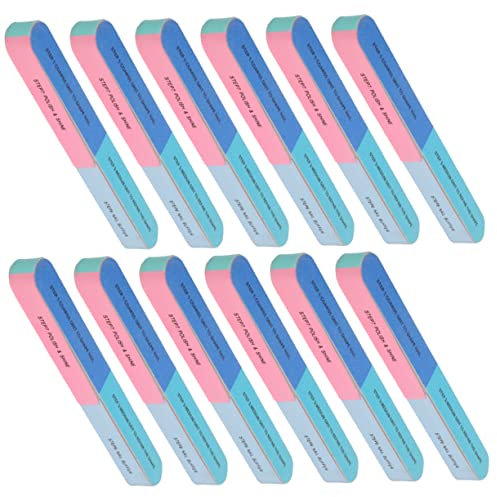 Mikinona 12pcs Professional Nail Shiner Buffer Blocks 7 Step Grit Nail Files for Women