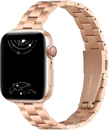 Metallo Cinturino Compatibile con Cinturini Apple Watch, Cinturino in Acciaio Inossidabile Compatibile con iWatch series SE 8 7 6 5 4 3 2 1 (Oro Rosa, 42mm/44mm/45mm/49mm)