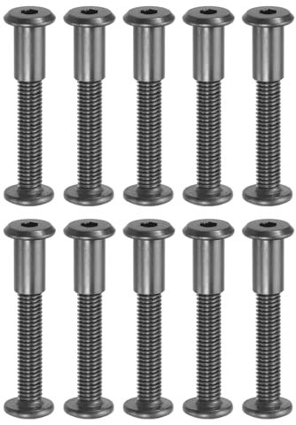 PATIKIL M8 x 35 mm Vis Chicago à Tête Hexagonale, 10 Ensembles Vis de Fixation pour Boulons, Écrous à Tête Creuse, pour Scrapbooking, Ceinture, Album Photo, Réparation de Meubles, Noir