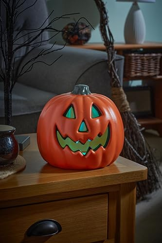 Smart Garden Halloween Battery Operated Glowing Jack O' Lantern Pumpkin - 20cm Orange - Decoration Themed Décor Prop Scary - Perfect for Parties Home Living Room Kitchen