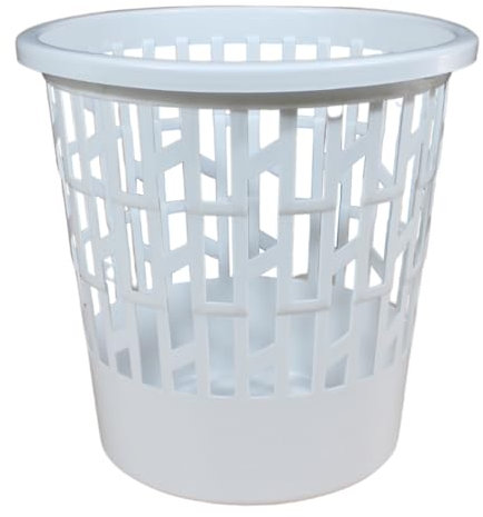 Keroppa - Papelera Blanca Multiusos para Hogar y Oficina Cesta de Basura Redonda, Compacta y Resistente de 27cm Diseño Moderno para Espacios Pequeños, Reciclaje y Organización