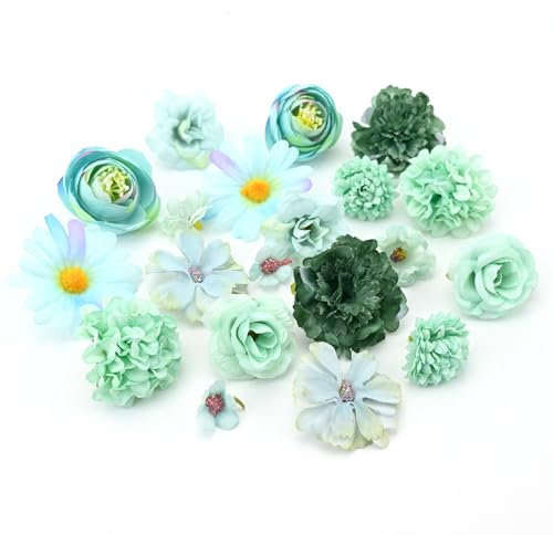 20 Stück Künstliche Blumenköpfe GefäLschte Blumenköpfe Kunstblumen Dekoration Seidenblumen Köpfe Deko Mini Kunstblumen Zum Basteln für DIY Basteln Scrapbooking Hochzeit Party Home Handwerk (Blau)