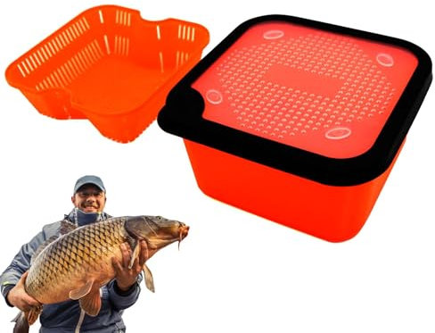 Cubo de cebo para de pesca, Caja de para cebo de pesca, Caja de ventilación para señuelos de pesca, Con marco interior, cubo de ventilación de gusano rojo, caja de gusano rojo para pesca de carpa