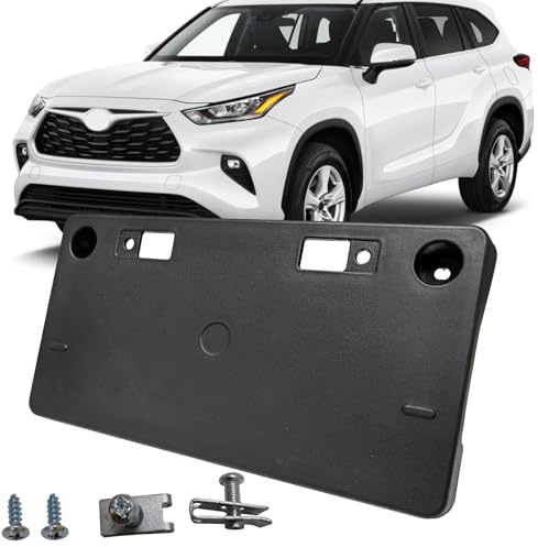 KYYET Front Bumper License Plate Frame Bracket Tag Holder Fits for 2020 2021 2022 2023 2024 Toyota Highlander Replace 521140E160 TO1068162