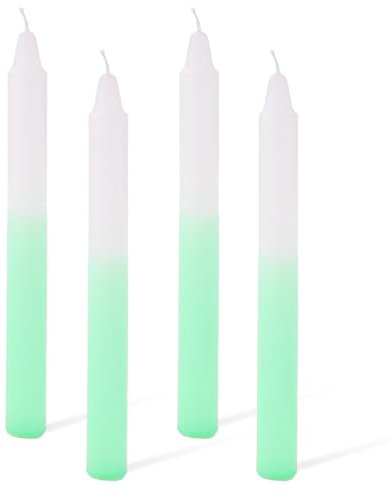 Scentoria 4 Stück Stabkerzen Bunt, Tropfkerzen, Kerzen Bunt, Bunte Kerzen, Bunte Stabkerzen, Tropfkerzen für Flaschen, Geburtstagskerzen, Spitzkerzen für Geburtstage, Hochzeit, Party (25 x 2,2cm）Grün