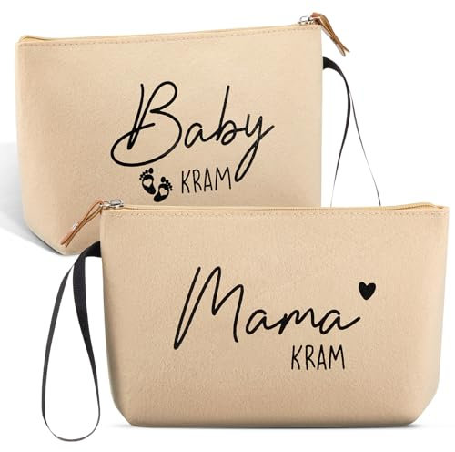 Xuniea Cadeaux pour Futures Mamans Femmes Enceintes Trousse à Maquillage en Feutre Cadeaux de Naissance Sac en Feutre pour Maman Cadeau de Grossesse pour Nouvelle Maman (Beige)