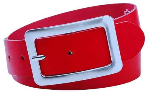 INVIDA Gürtel Damen Rot, Ledergürtel Damen, Damen-Gürtel, Nickelfreier Damengürtel Leder, Gürtel Leder, Gürtel für Jeans, Breiter Gürtel 4 cm Breite, JOYCE, Made in Germany, Bundweite 95 cm