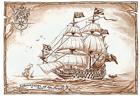 Die Staffelei Geschenk Schiff Karte A4 / Liebevolle Zeichnung auf hochwertigem Papier/besondere Geschenkidee für den Schiffsfreund (Sovereign of the Seas)
