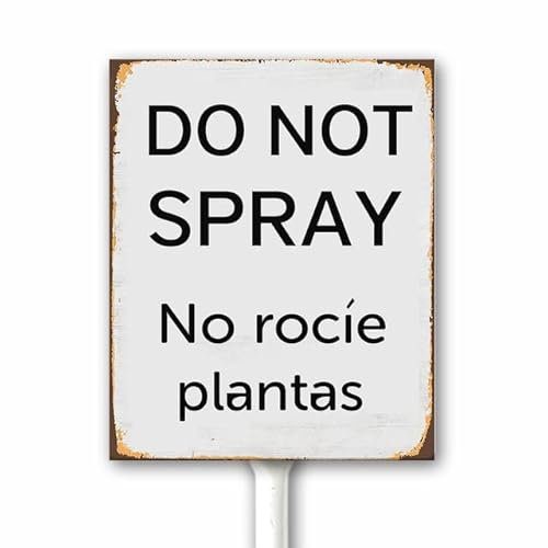 Nicht sprühen Zecken, außen kein Spray Pestizid Metall Plaque, zweisprachiges Pflanzschild in Englisch und Spanisch für Gartendekoration 12x15 cm stabiles Aluminium wetterfest und farbbeständig