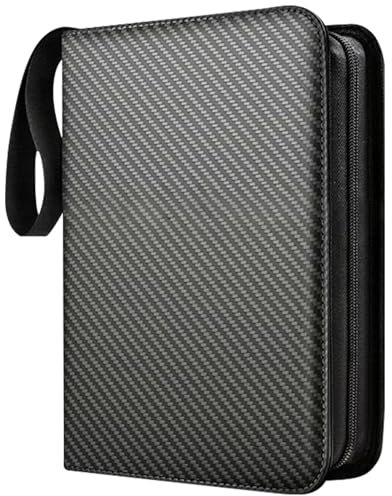 Nayubo Carpeta de Tarjetas Coleccionables de 4 Bolsillos con Mangas Carpeta de Tarjetas de Bolsillo de Doble Cara Carpeta de Colección de PU para Deportes MTG Tarjetas de Juego (Negro)