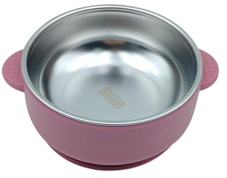 Bol Bébé Ventouse - Assiette Bébé En Acier Inoxydable Anti-Chaleur À Double Paroi Avec Manchon Silicone,Vaisselle 2 en 1 Double Couche Anti-Échaudage avec Poignée, Accessoires de Repas pour à Domicile