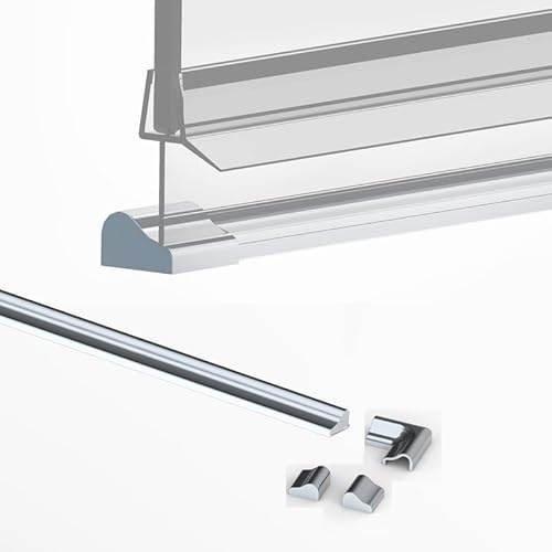 WDWRITTI 95cm Schwallschutzprofil für Dusche Alu Schwallschutzleiste Ersatz Schwallleiste für die untere Duschwand Glastür Badewanne Wasserabweiser Schwallschutz - Chrom(1 stück)