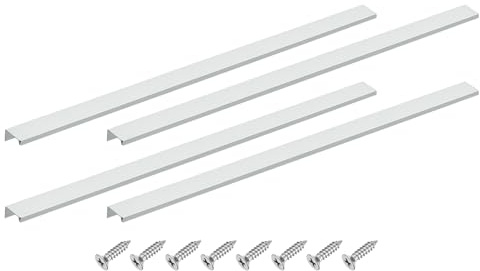 sourcing map Cabinet Finger Edge Pull, 4pcs 600mm / 23.62 Aluminum Alloy Back Mount Hidden Cabinet Pulls Concealed Handle for Home Kitchen Drawer Cabinet, Silver