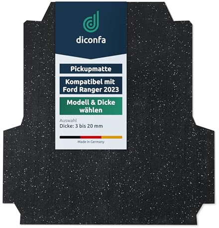 diconfa Pickupmatte 6mm Dicke WÄHLEN - kompatibel mit Ford Ranger 2023 New Generation Doppelkabine Raptor WILDTRAK DOKA m. original Laderaumwanne ab BJ 01/2023 - Ausbuchtung an der Kabinenrückwand