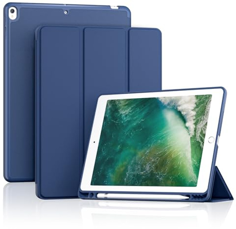 ProCase Coque Porte-Stylet pour iPad Air 3(10.5 2019) A2123 A2152 A2153 A2154, iPad Pro 2(10.5 2017) A1701 A1709 A1852, Housse de Magnétique Antichute –Marine