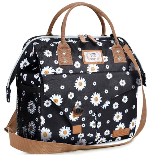 Lekespring 15 L Kühltasche für Damen, Lunchtasche mit Gänseblümchen | Kleine isolierte Lunch Bag für Arbeit, Picknick und Outdoor, als Thermotasche für Mahlzeiten, Getränke und Snacks unterwegs
