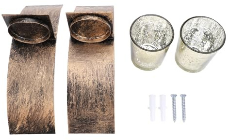 Riuulity Moderne Vintage-Kerzenwandleuchte aus Bronze, Wandkerzenhalter aus Eisenmetall mit Glasbecher für Flur, Eingangsbereich, Batteriebetriebene Teelichter oder Votivkerzen, Rustikal