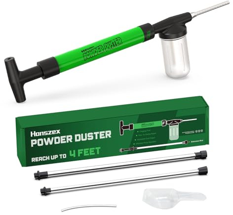 Honszex Diatomaceous Earth Duster, Powder Duster - Reach Up to 4 FT | High-Efficiency Output - Adjustable Powder Flow, Plant Duster for Indoor Gardening and Outdoor Garden Plant Care