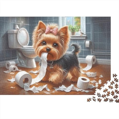 Bathroom Puppy 1000 Piece Jigsaw Puzzle Paper for Adults Toilet Roll Fun Puzzle Game for Family Relaxation 38x26cm/1000pcs