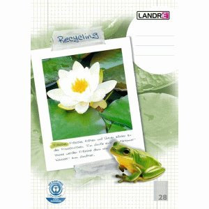 10 x Landre Schulheft Recycling A4 16 Blatt 80 g/qm Lineatur 28 kariert