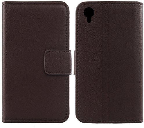 Gukas Design Echt Leder Tasche Für CAT S41 5″ Hülle Lederhülle Handyhülle Handy Flip Brieftasche mit Kartenfächer Schutz Protektiv Genuine Premium Case Cover Etui Skin (Dark Braun)