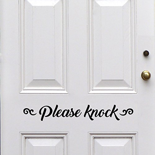 Beverly465 Please Knock Front Door Decal Removable Vinyl Door Sticker Adhesive Door Sign - Black 11 W