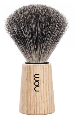 NOM Theo Shaving Brush | Pure Badger Shave Brush for Shaving Soaps and Creams | exfoliating Shaving Brush | Pure Ash Handle