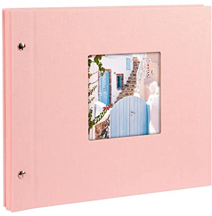 goldbuch 26822 Schraubalbum mit Bildausschnitt, Bella Vista, 30x25 cm, Fotoalbum mit 40 weiße Seiten mit Pergamin-Trennblättern, Album erweiterbar, Fotobuch aus Leinen, Rosé
