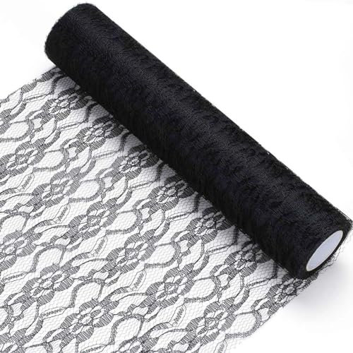 HOMYHOME Rouleau de Dentelle Idéal pour Chemin de Table 30cm 22M décoration de Mariage de Style Vintage Noir