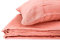 JOWOLLINA Natur Leinen Bettwäsche-Set Soft Washed Finish 180 g/m2 (Peach Nougat, 155x220 cm, 80x80 cm)