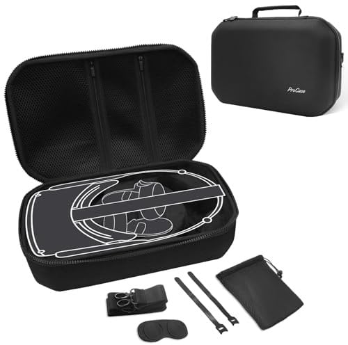 ProCase Schutzhülle für Meta Quest 2, Gamepad Controller Zubehör Hard Stoßfeste Tragetasche Storage Case mit Schultergurt für Oculus Quest 2 3D VR Headset Brille Eva Tasche -Schwarz