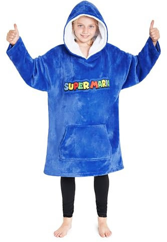 Super Mario Sudadera Niño, Mantas para Niños con Mangas de Forro Polar, Gamer Regalos
