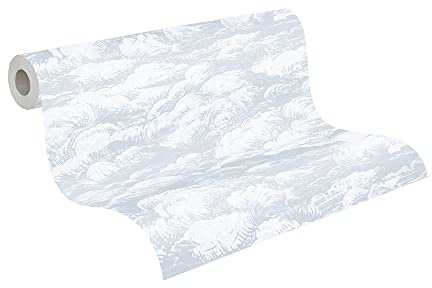 Architects Paper Wolkentapete Jungle Chic Tapete PVC-freie Vliestapete grau weiß matt glatt 377052 37705-2, 10.05 m x 0.53 m, Grau, Weiß