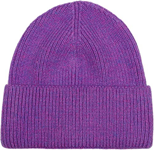 styleBREAKER Unisex Strickmütze mit Rippenmuster und breiter Krempe, Feinstrick Mütze doppelt gestrickt, Strick Beanie 04024190, Farbe:Violett meliert