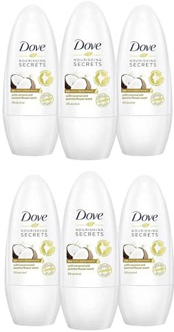 Dove 6 x Roll-On Antitranspirant Kokosnuss und Jasmin 48 H 50 ml