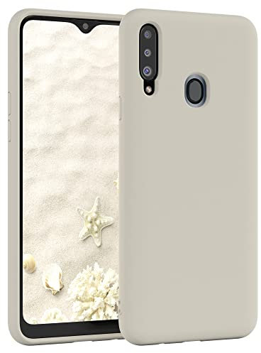 EAZY CASE Premium Silikon Handyhülle kompatibel mit Samsung Galaxy A20s, Slimcover mit Kameraschutz und Innenfutter, Silikonhülle, Schutzhülle, Bumper, Handy Case, Hülle, Softcase, Taupe