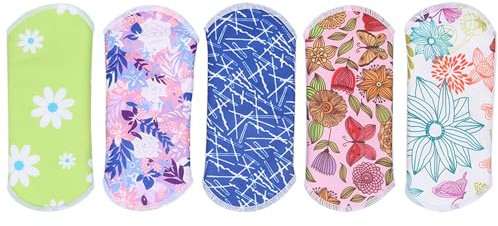Waschbare Damenbinden, 5 Stück, Wiederverwendbar, Damen-Menstruationseinlagen, Bambuskohle, Stoff, Periodeneinlagen, Slipeinlagen, Starke Wasseraufnahme, 16,5 X 16,5 Cm