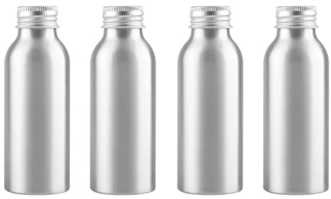 ZEOABSY 4 Pezzi 100 ml Bottiglia in Alluminio Argento con Coperchio in Alluminio Argento per Cosmetico Cosmetico Bagno Hotel la Cucina e il Lozione Corpo Doccia Shampoo Gel Dispenser Viaggio