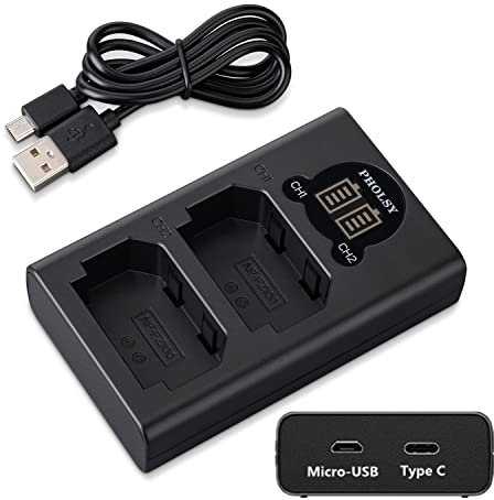 PHOLSY NP-FZ100 Chargeur USB Rapide Double LCD Léger Compact Chargeur Batterie pour Batterie Sony NP-FZ100 Compatible avec Sony a1 a9M2 a9 a7SM3 a7RM4A a7RM4 a7RM3A a7RM3 a7C a7M4 a7M3 a6600 FX3