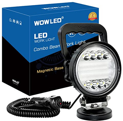 WOWLED Magnetische LED-Lichtleiste12V, Tragbare Magnetische Basis Runde LED-Licht Pod 72W Combo Beam, Magnete montieren LED-Arbeitsleuchte mit Auto Zigarettenstecker für Auto LKW RV Boot 4x4 Camping