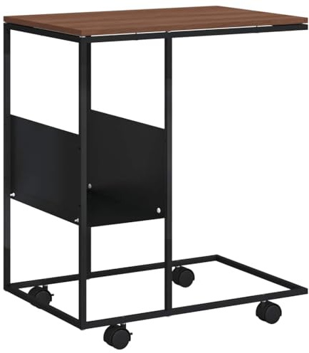 vidaXL Beistelltisch Couchtisch Kaffeetisch Wohnzimmertisch Sofatisch Telefontisch Tisch Teetisch Wohnzimmer mit Rollen Schwarz 55x36x63,5 cm Holzwerkstoff