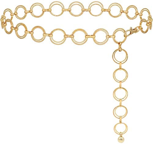 HIQUACC Women's Metal Waist Chain Chunky Body Jewelry Belly Link Belt (O-ring Gold-S)