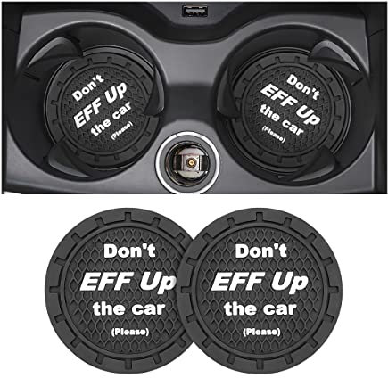 8sanlione 2 Pack Car Cup Holder Coasters, 2.75 Inch Non-Slip PVC Insert Cup Coaster, Anti-Scratch Auto Cup Mats for Women Men, Vehicle Interior Accessories Universal for Car, SUV, Truck (A Black/2PCS)