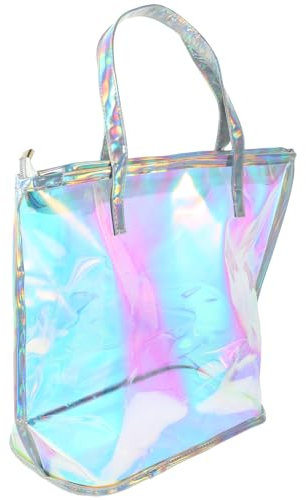 SHERCHPRY Verwenden Wiederverwendbare Transparente Holografische Reißverschluss-Stadion-Workout-Taschen Für Damen Tragbar Für Handaufbewahrungstaschen Tragetasche Einkaufstasche