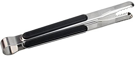 #03 Noir 10 pouces Pince de Cuisine en Acier Inoxydable,Pince à pain,Pinces pour Barbecue,Pinces de Chef Résistantes au Chauffer,Pince de cuisson multifonction
